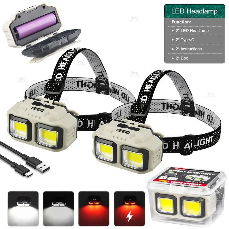 COB LED Headlamp Rechargeable  - đánh giá và giá Fishing Light