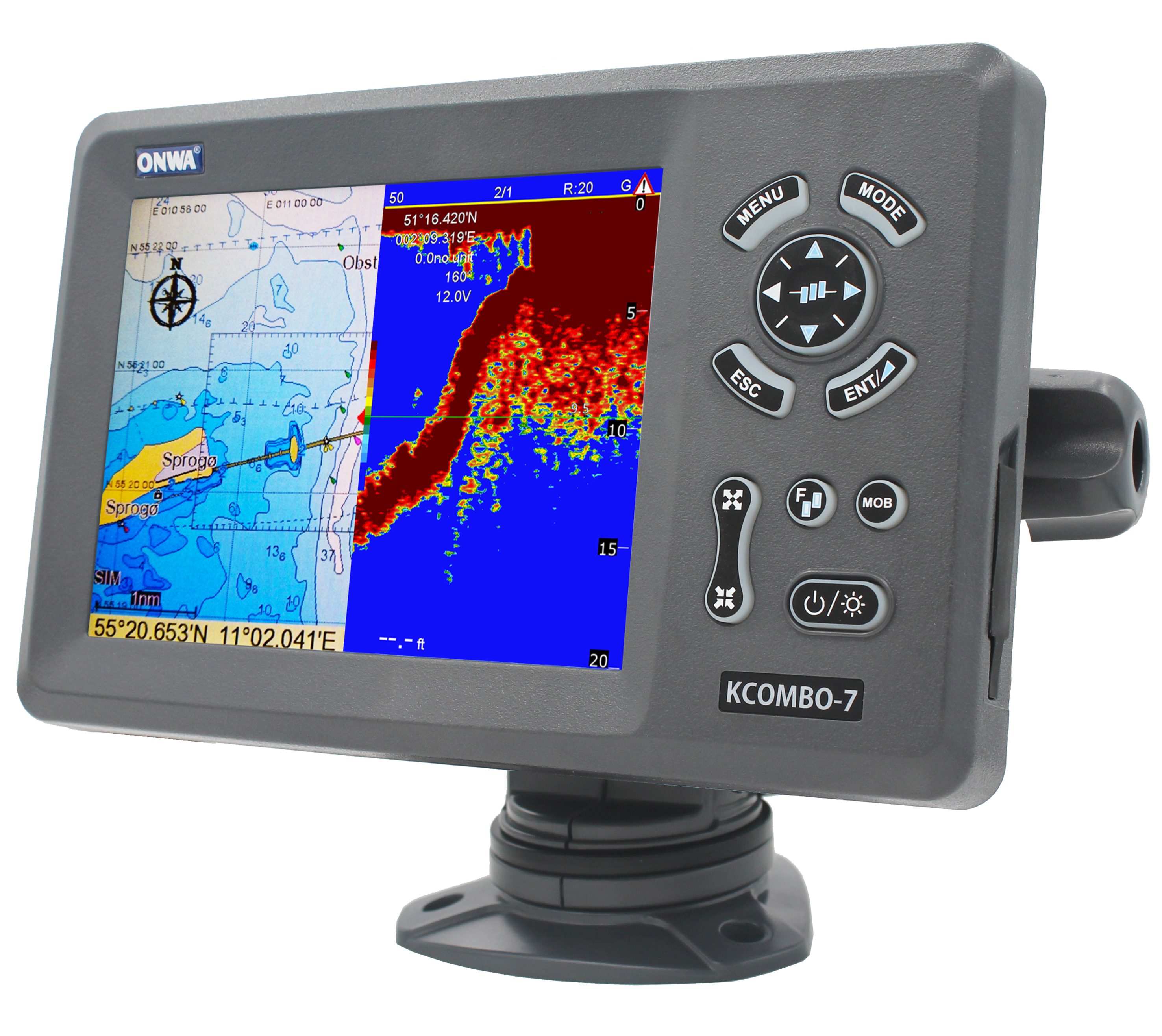 ONWA KCombo-7 7inch Marine GPS - đánh giá và giá Fish Finder Transducer