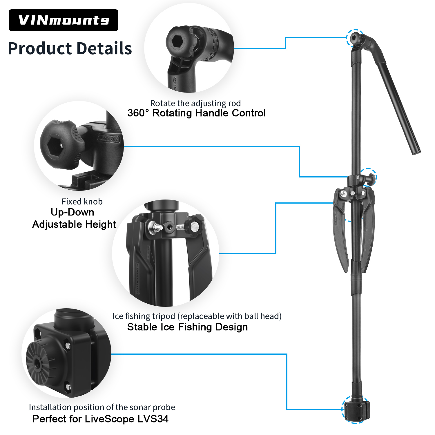 Ice Fishing Transducer Pole Mo - đánh giá và giá Fish Finder Transducer
